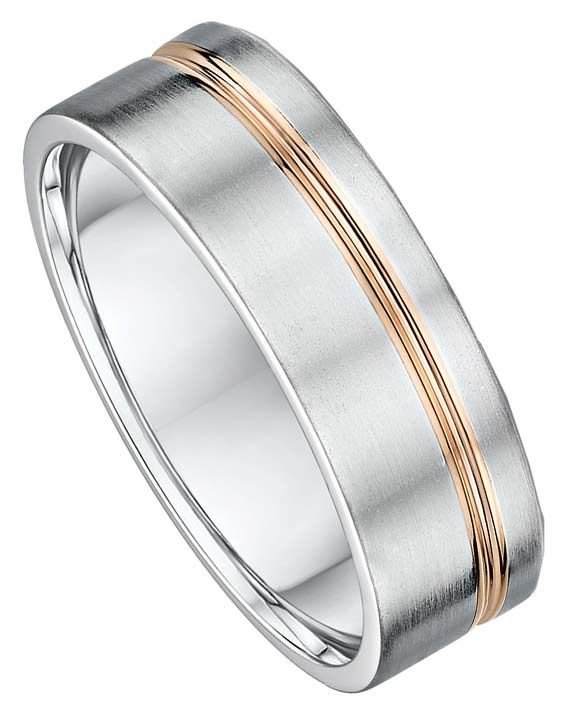 9ct White & Rose Gold Satin Finish Wedding Ring