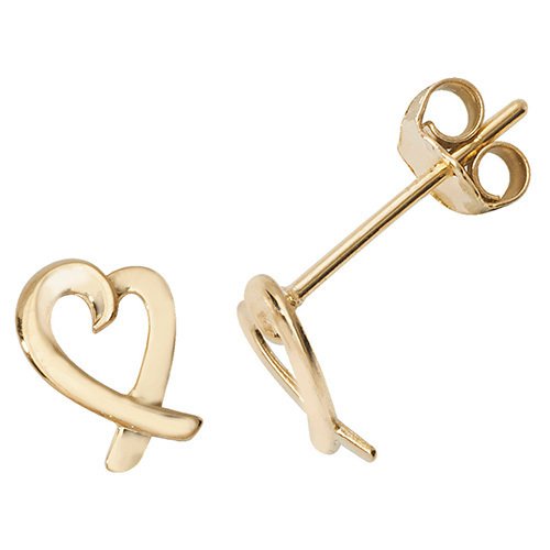 9ct Gold Open Heart Stud Earrings (Es488)
