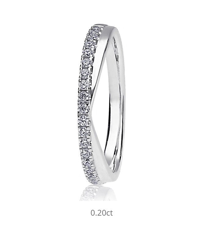 9ct Brilliant Cut French Pave / Fishtail Shaped Wedding Ring (Vsf-290-050-020)