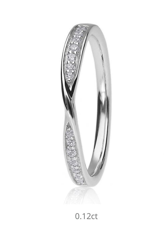 9ct Brilliant Cut Ribbon Channel Set Shaped Wedding Ring (Rib-240-040-014)