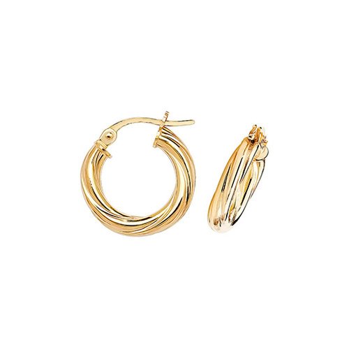 9ct Gold Twist Creole Earrings (Er348)