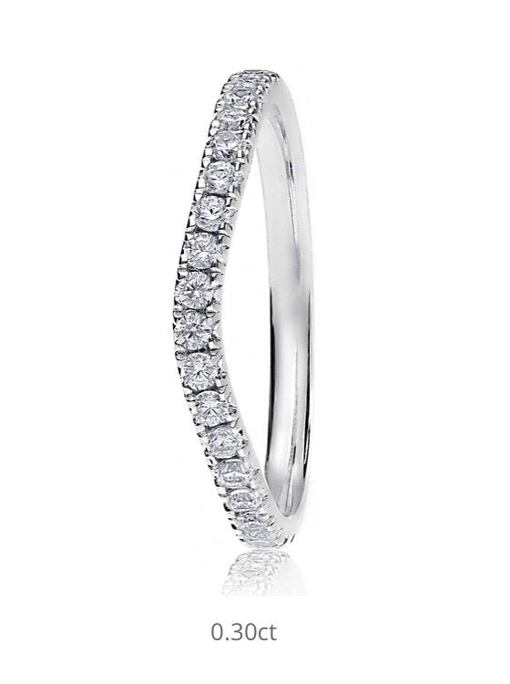 9ct Brilliant Cut French Pave / Fishtail Channel Set Shaped Wedding Ring (Waf-200-050-030)