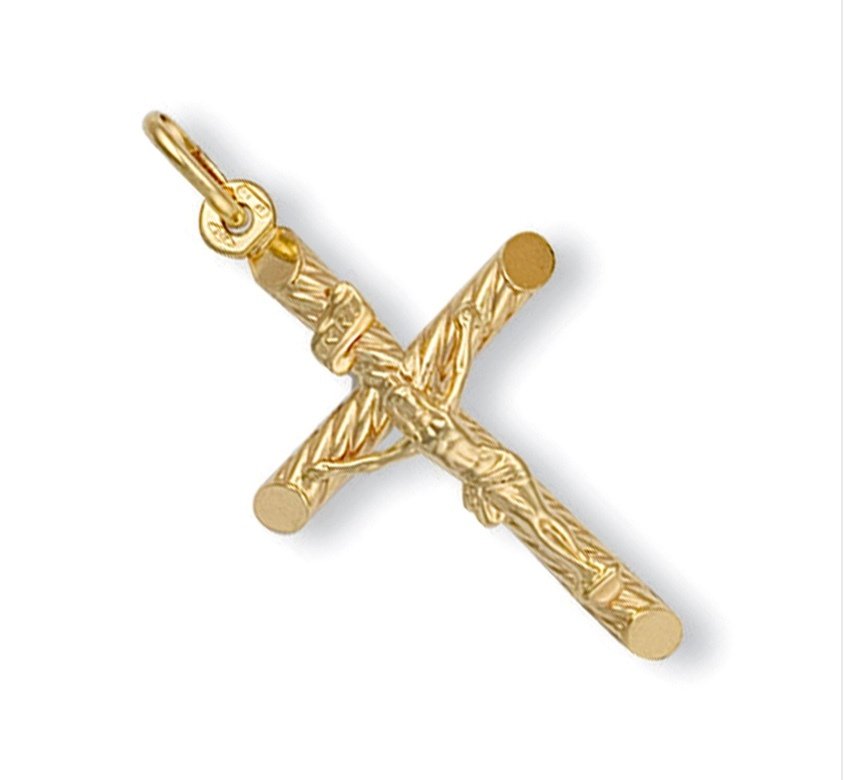 9ct Gold Tubular Twist Crucifix