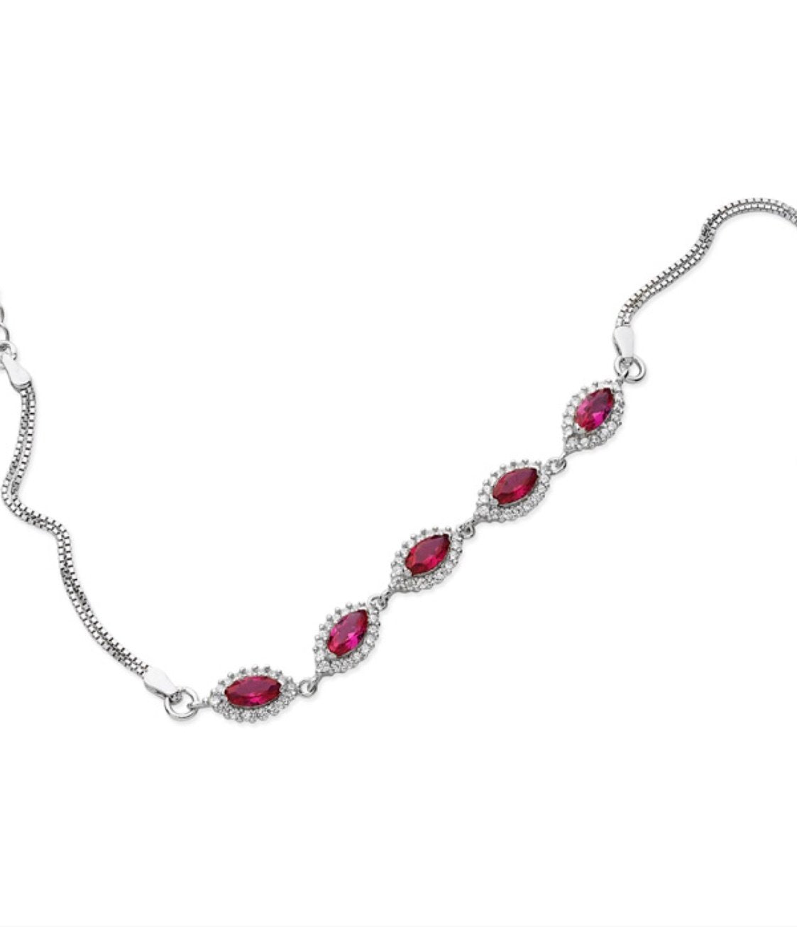 Silver Red C/Z Bracelet (Sbr075a)