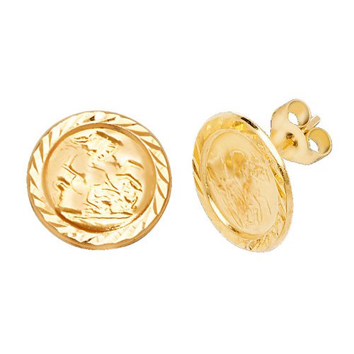 9ct Gold St Christopher Stud Earrings (Es575)