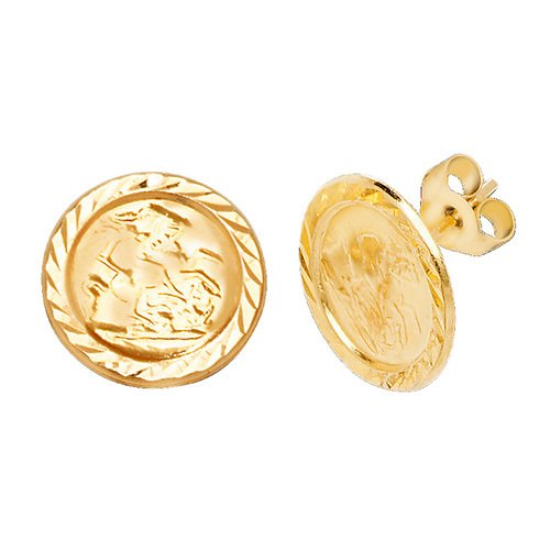 9ct Gold St Christopher Stud Earrings (Es575)