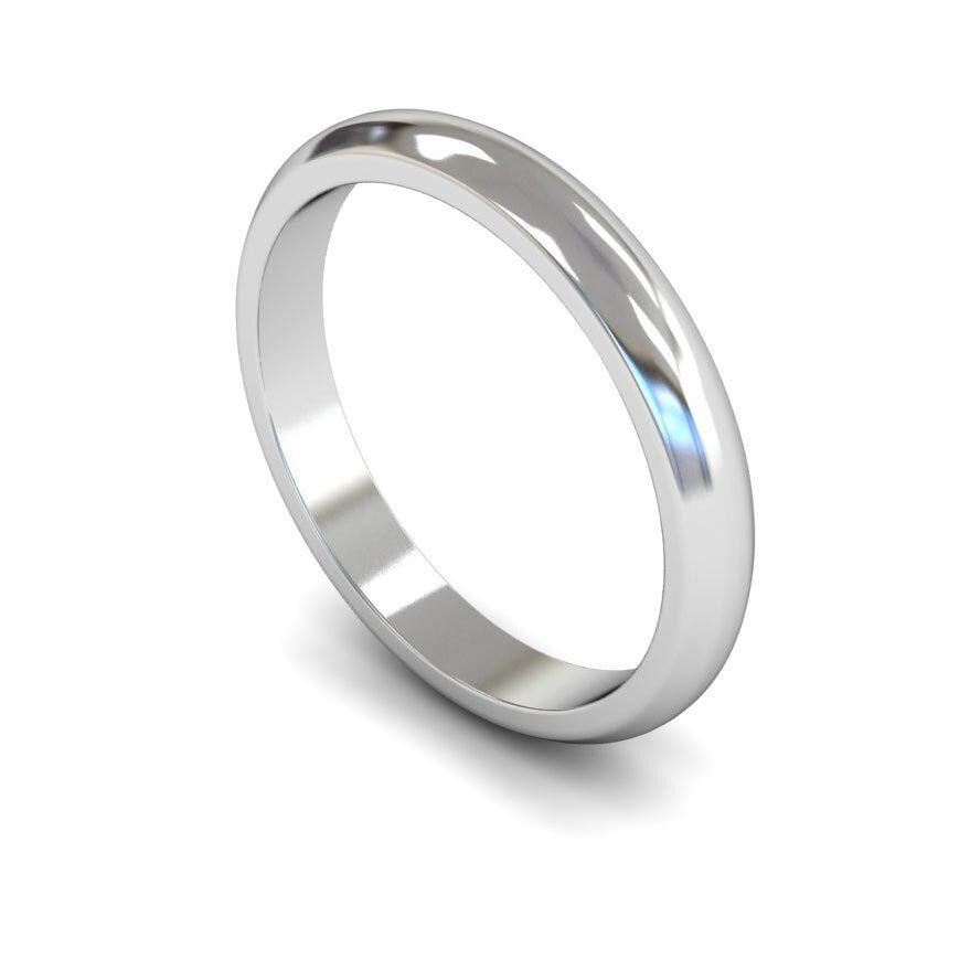 9ct 3mm Medium D Shape Wedding Ring (3Lmd-9w)