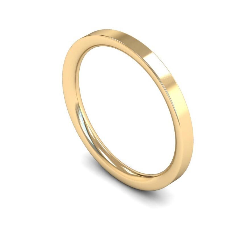 9ct 2mm Medium Flat Court Wedding Ring (2Lme-9y)