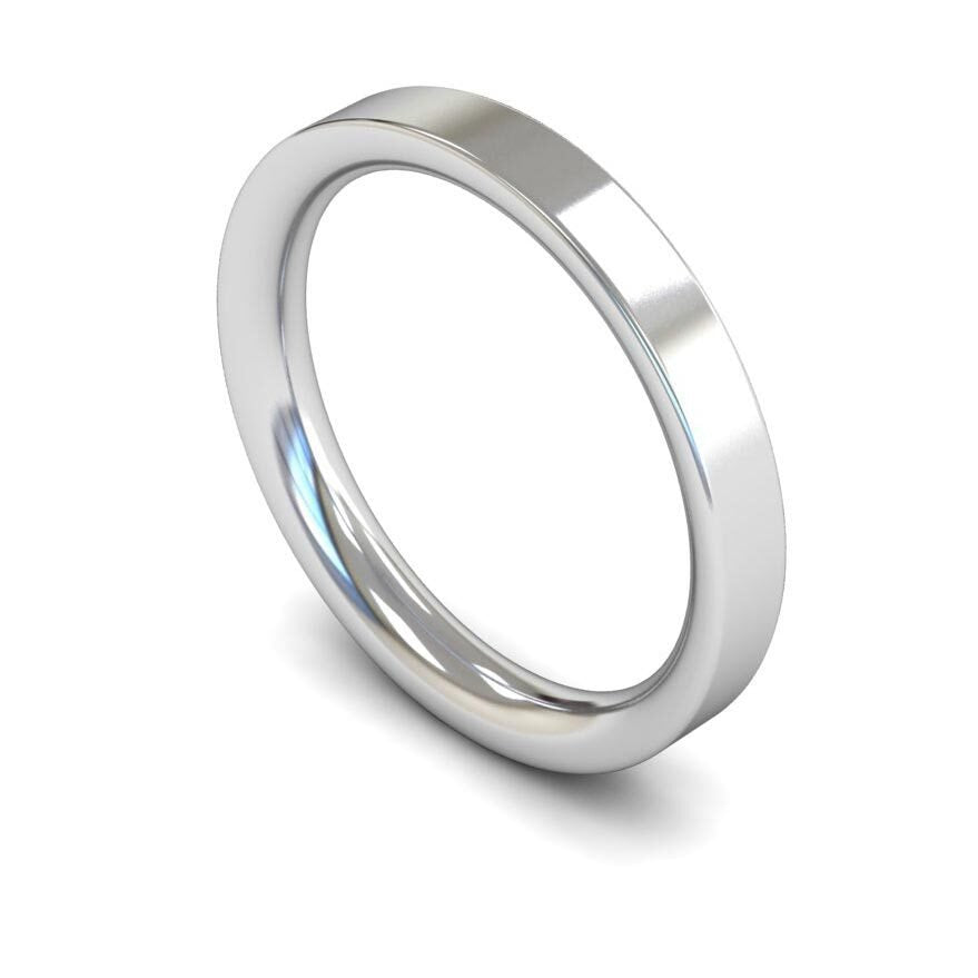 9ct 3mm Heavy Flat Court Wedding Ring. (3Lhe-9w)