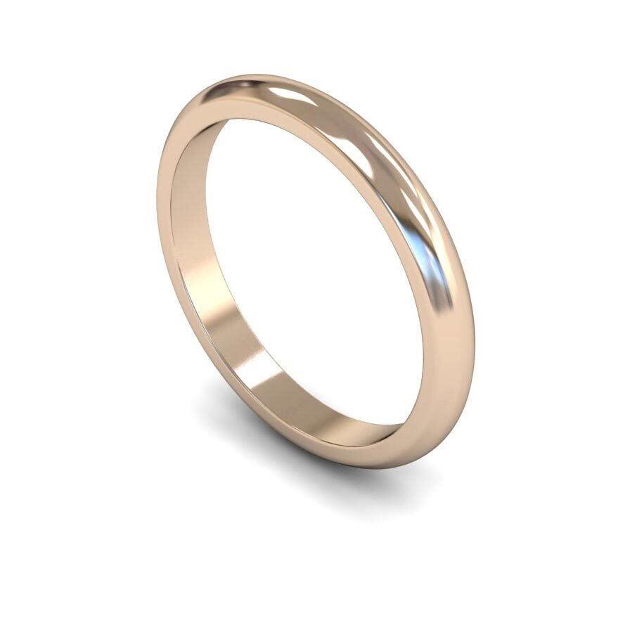 9ct 2.5mm D Shape Wedding Ring (2.5Lmd-9r)