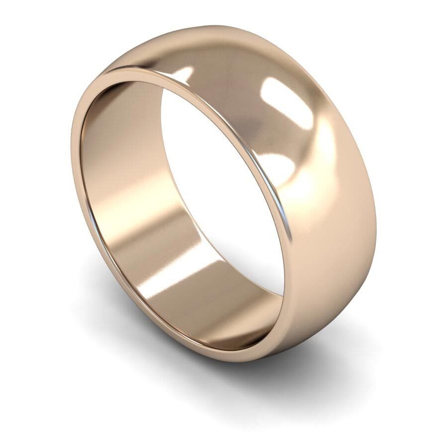 9ct 8mm Medium D Shape Wedding Ring (8Gmd-9r)