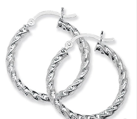 Silver Creole Earrings (Se092c)