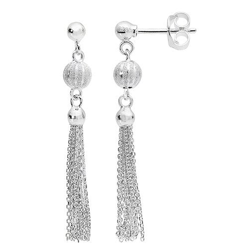 Silver Tassel Drop Earrings (G51113)