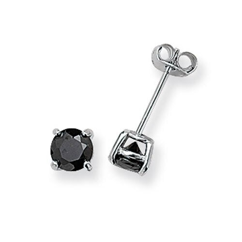 Silver Black C/Z Stud Earrings (G5135bk)