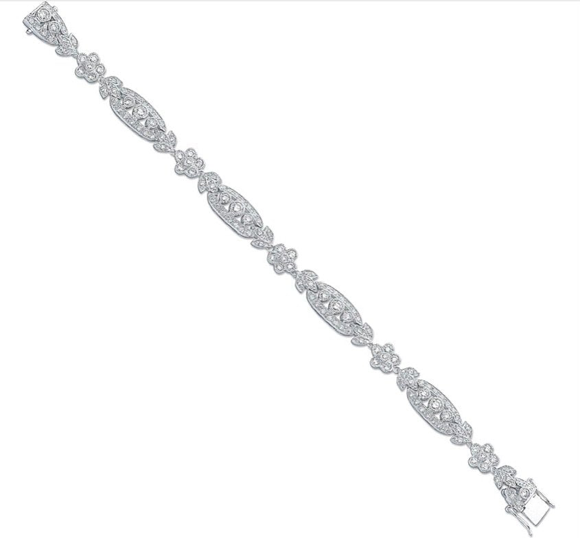 Vintage Silver C/Z Ladies Bracelet (Sbr0062)