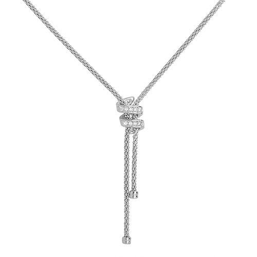 Silver Cubic Zirconia Lariat Necklace (G3252)