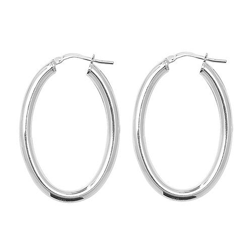 Silver Oval Creole Earrings (G5259n)