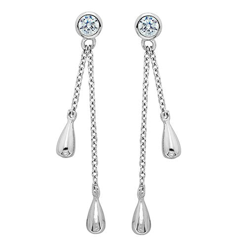 Silver C/Z Drop Earrings (G51193)