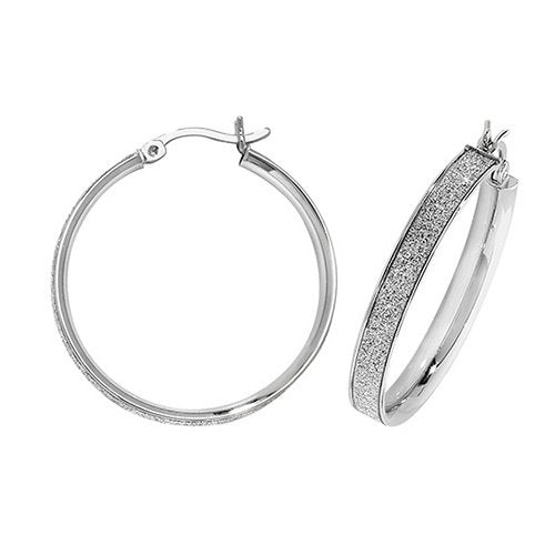 Silver C/Z Creole Earrings (G51101-25)