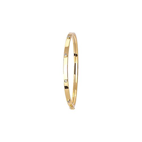 9ct Gold Rubover Cubic Zirconia Bangle (Bn165)