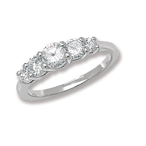 Silver Cubic Zirconia Five Stone Ring (G7214cz)