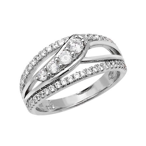 Silver Cubic Zirconia Fancy Dress Ring (G7506)