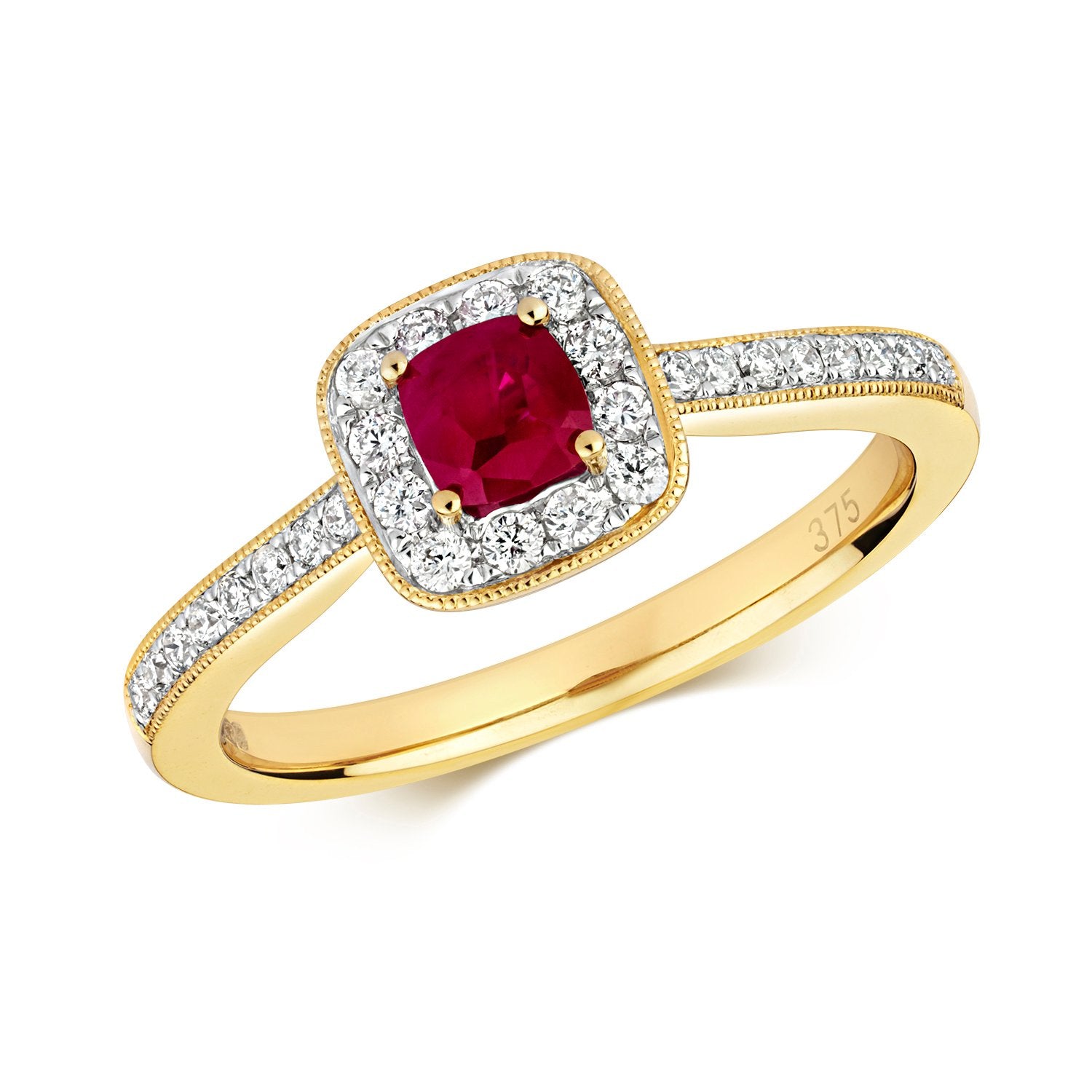 Ruby & Diamond Square Cluster Ring (Rd412r)