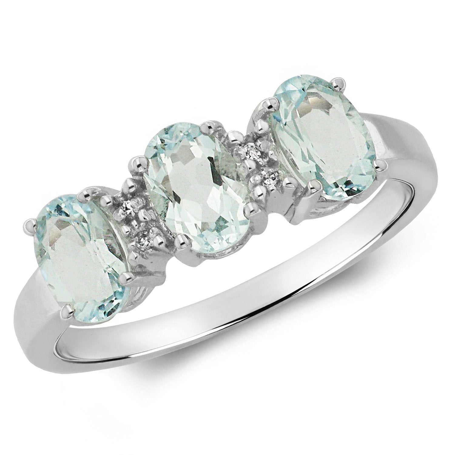 Aquamarine & Diamond Three Stone Ring.(Rd212waq)