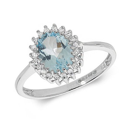 Aquamarine & Diamond Cluster Ring (Rd298waq)