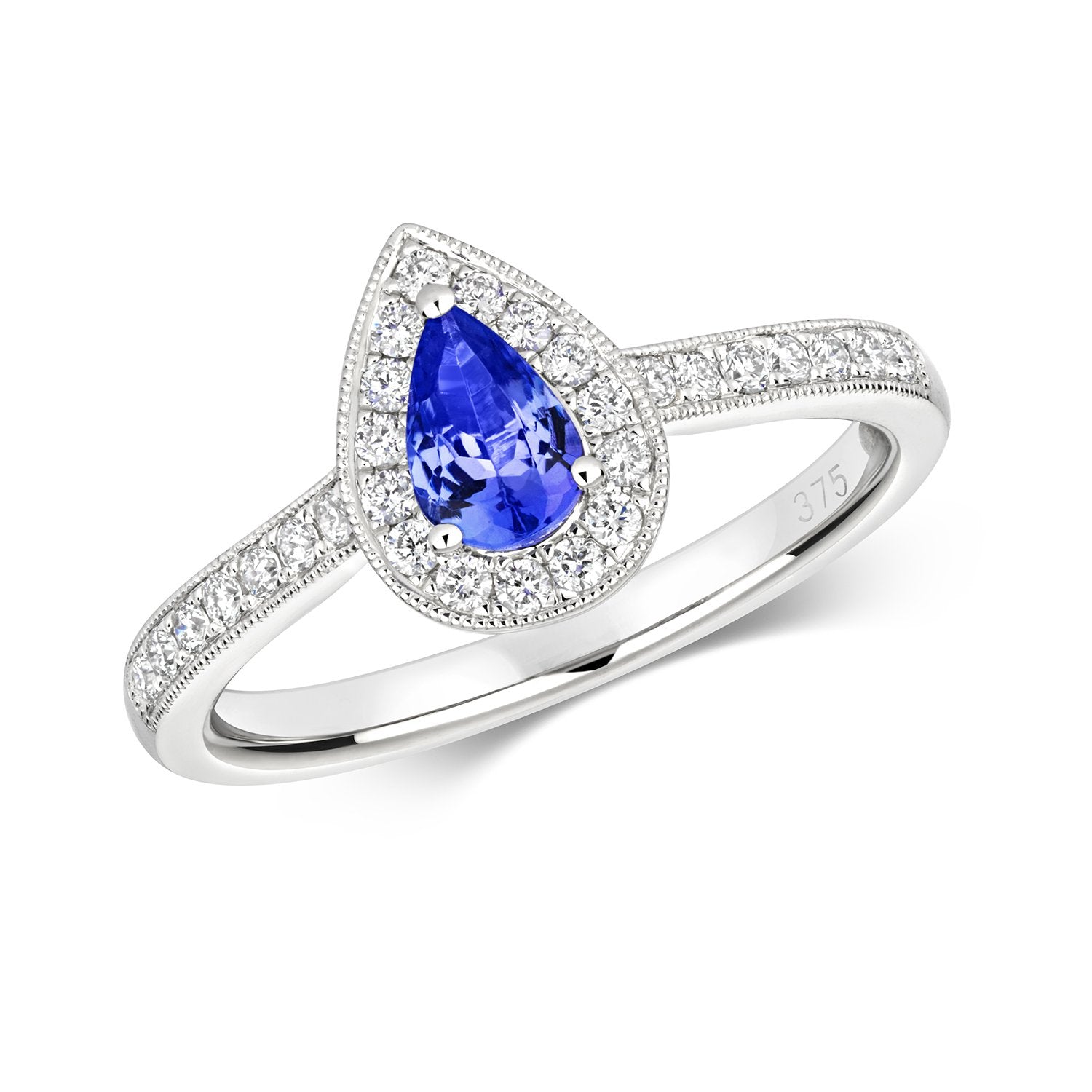 Tanzanite & Diamond Pear Shape Ring (Rd418wt)