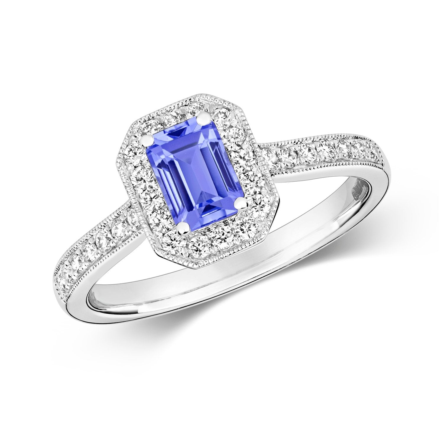 Tanzanite & Diamond Cluster Ring (Rd415wt)