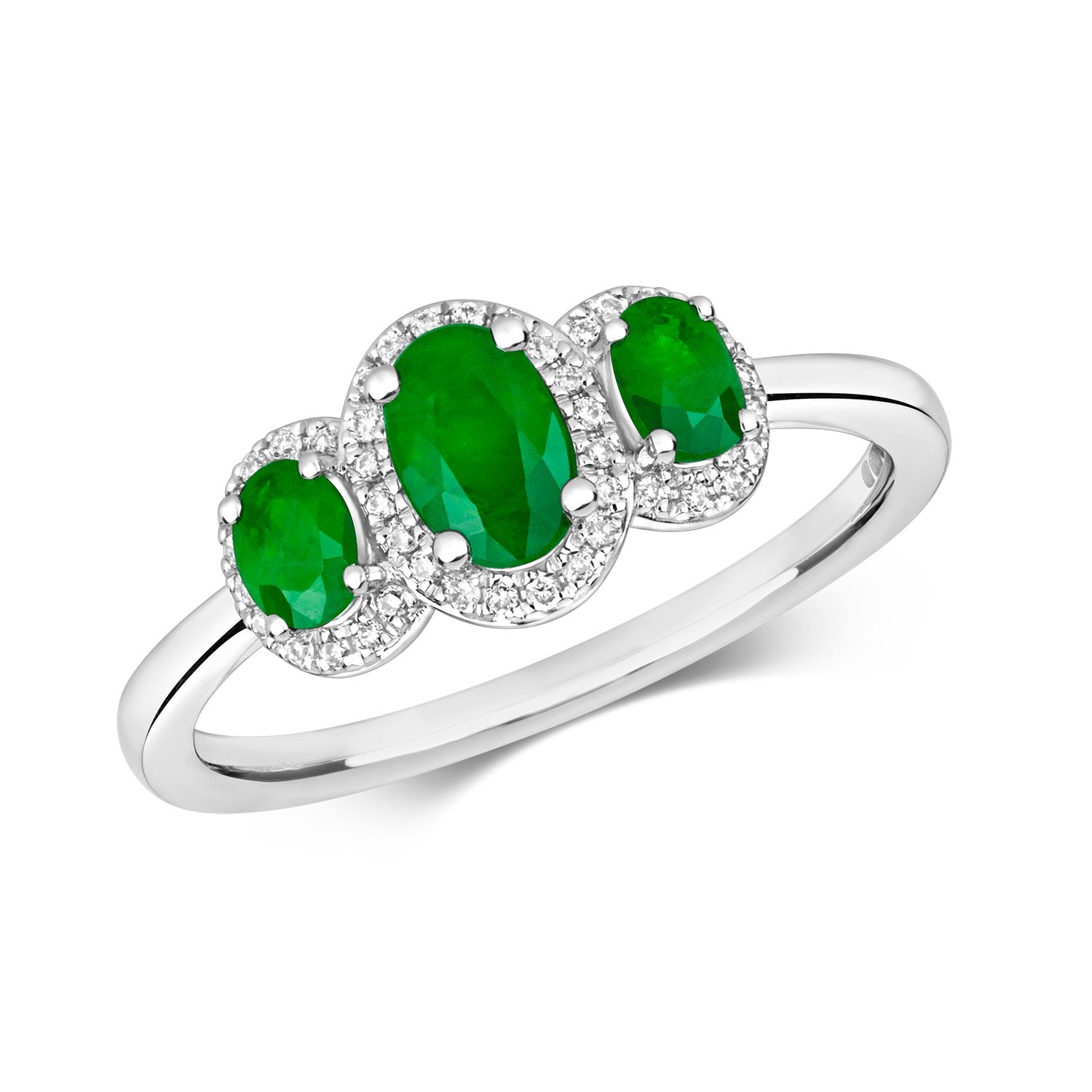 Emerald & Diamond Three Stone Ring (Rd423we)