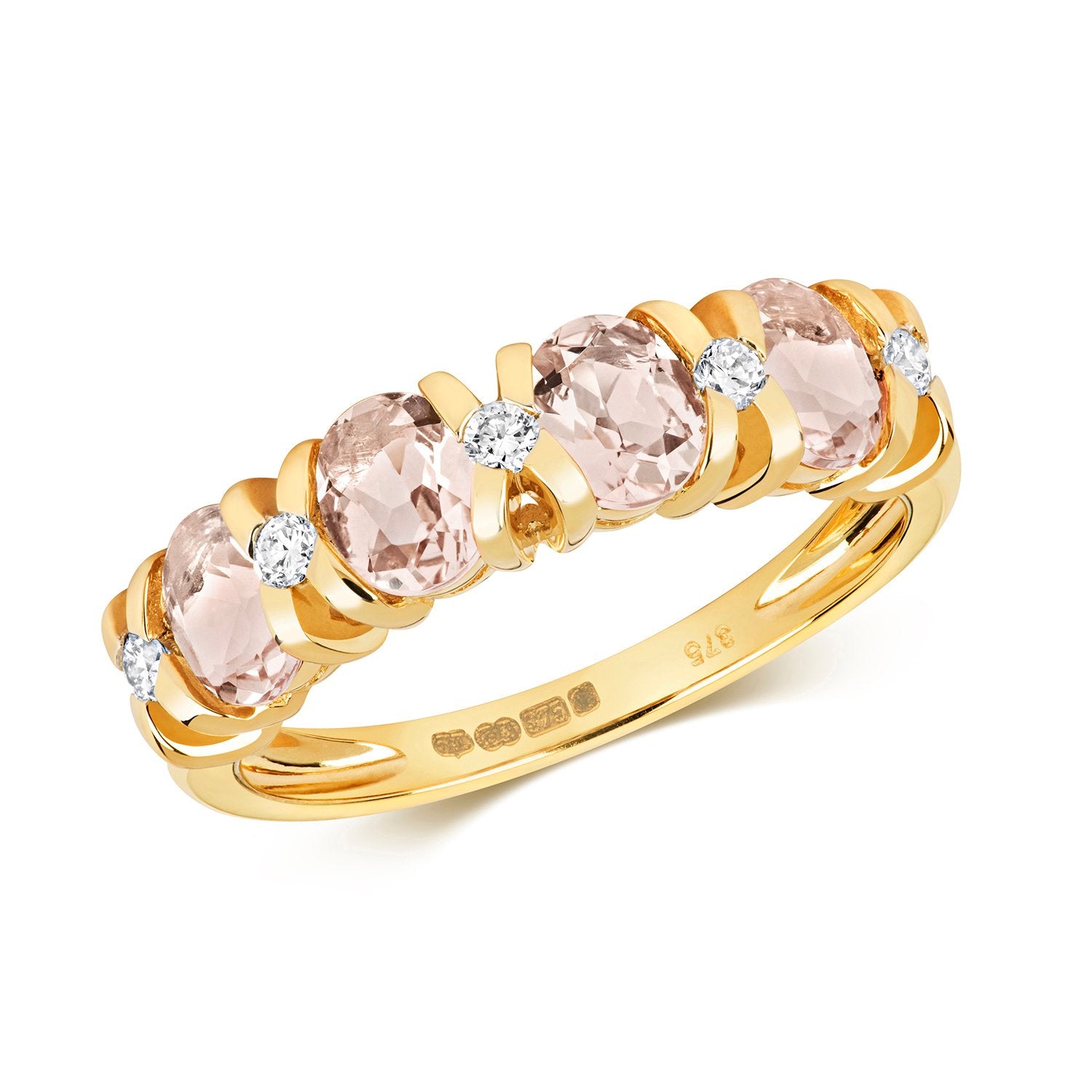 Morganite & Diamond Four Stone Kiss Ring (Rd456m)