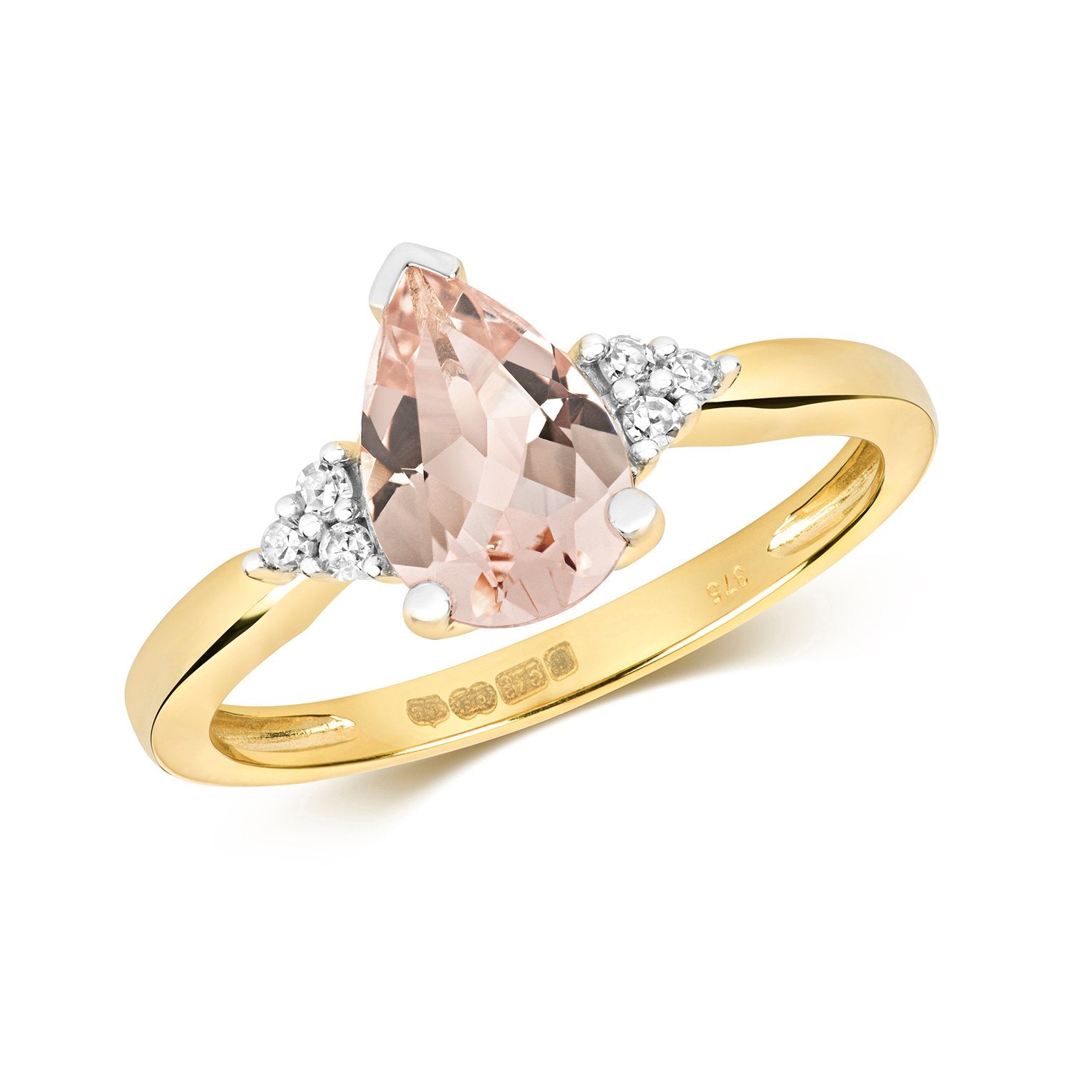 Morganite & Diamond Pear Shape Ring (Rd451m)