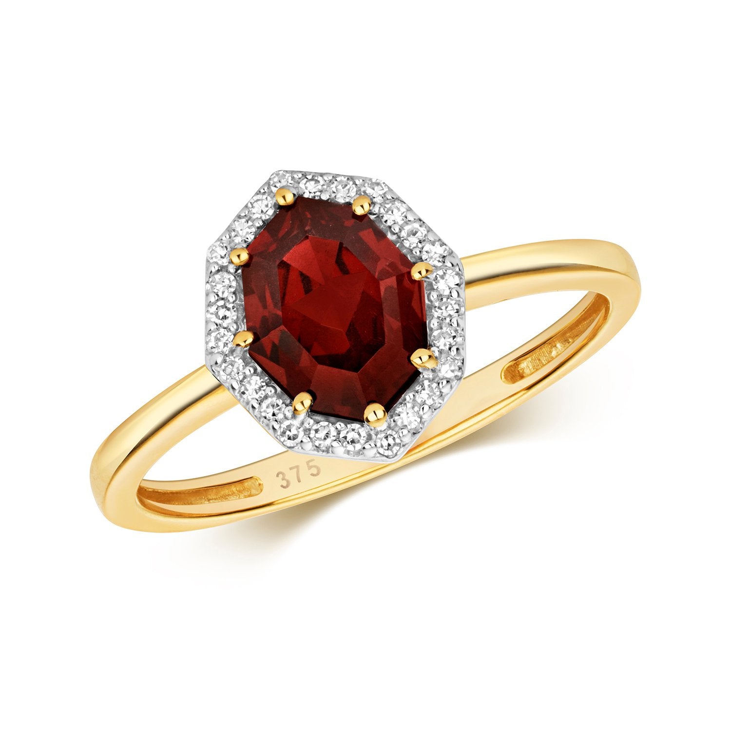 Garnet & Diamond Cluster Ring (Rd486g)