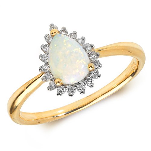 Opal & Diamond Pear Shape Ring (Rd291)