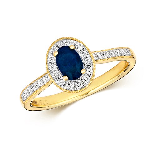Sapphire & Diamond Oval Shape Ring (Rd416s)