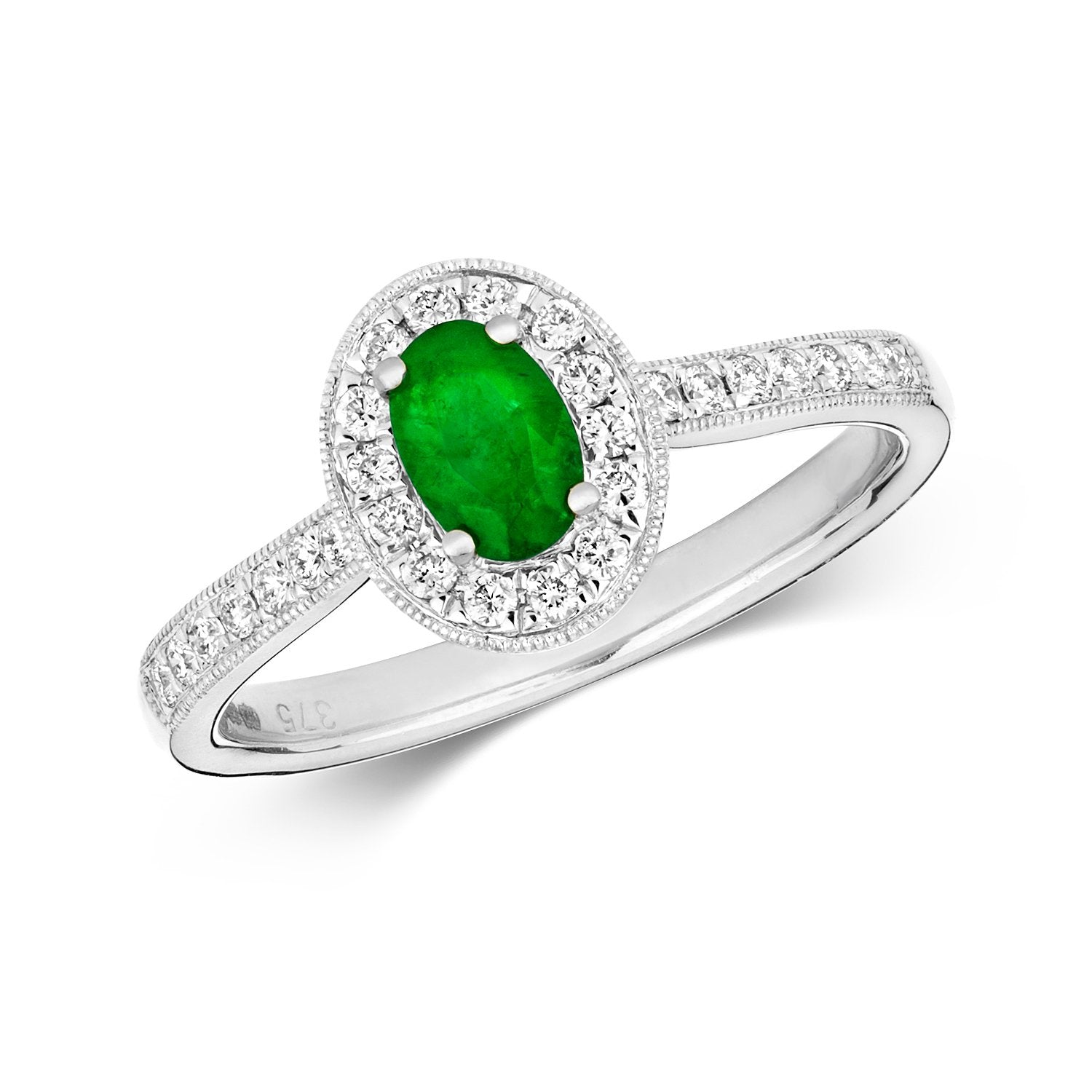 Emerald & Diamond Oval Shape Ring (Rd416e)