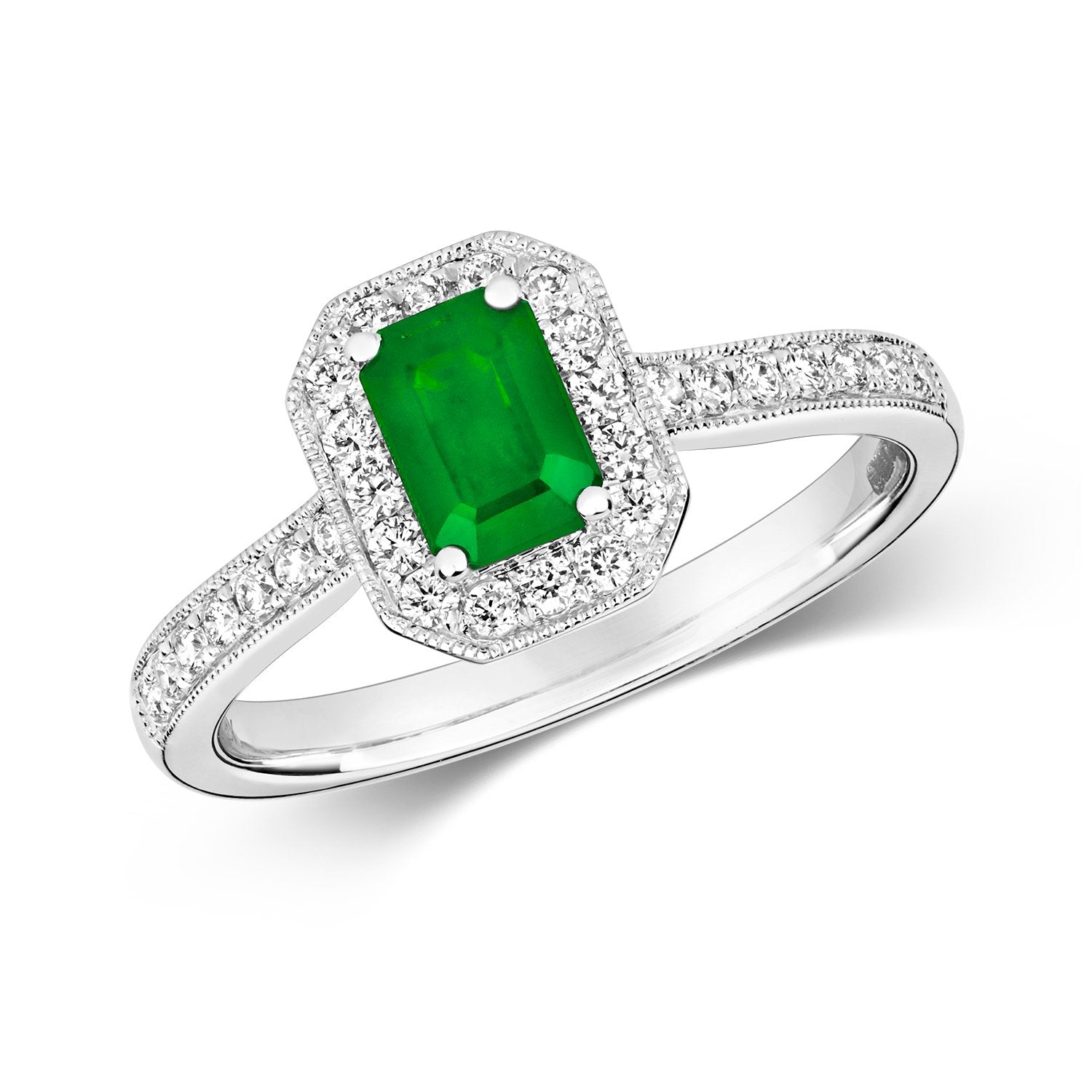Emerald & Diamond Octagon Ring (Rd415we)
