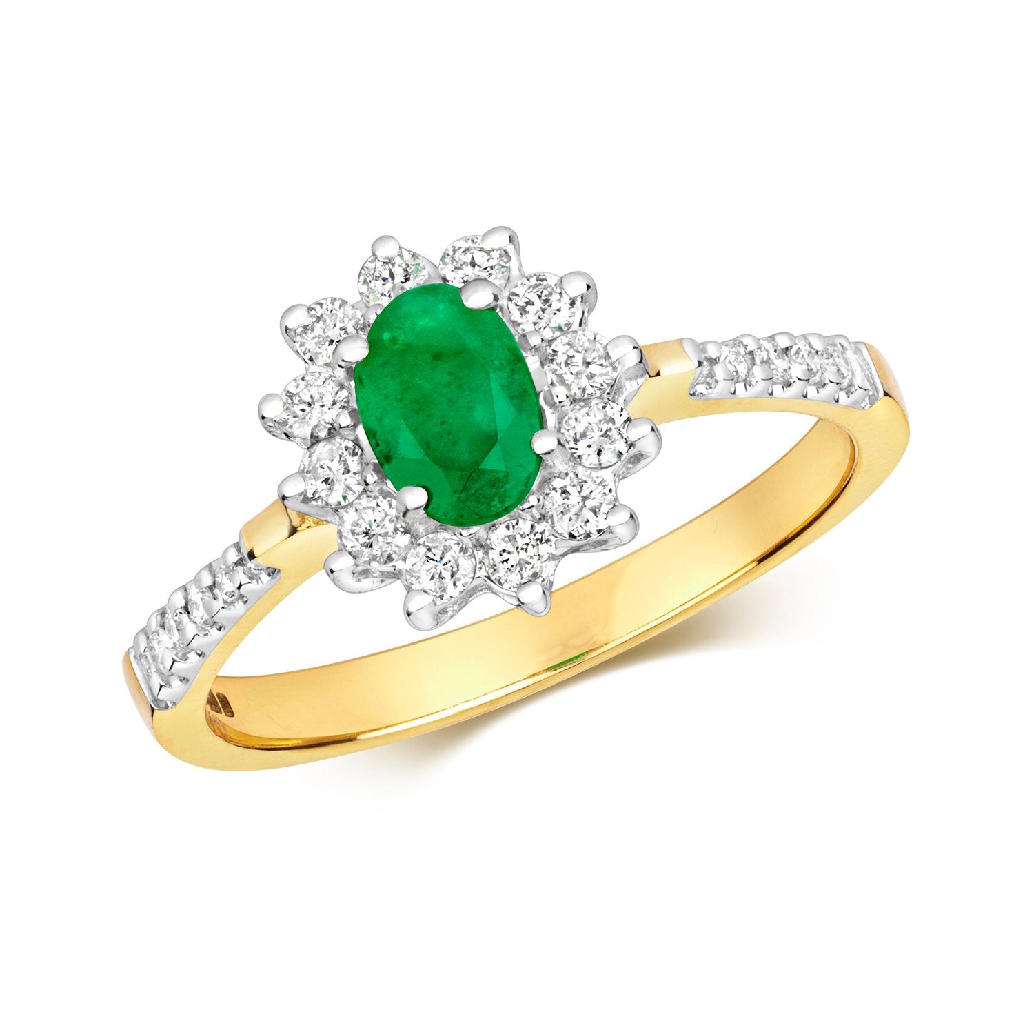 Emerald & Diamond Cluster Ring (Rd502em)