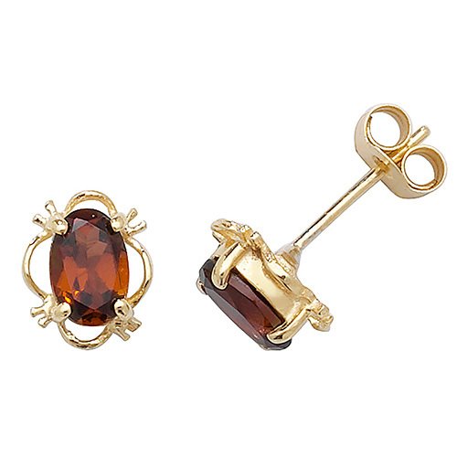 9ct Gold Garnet Stud Earrings (Ed412g)
