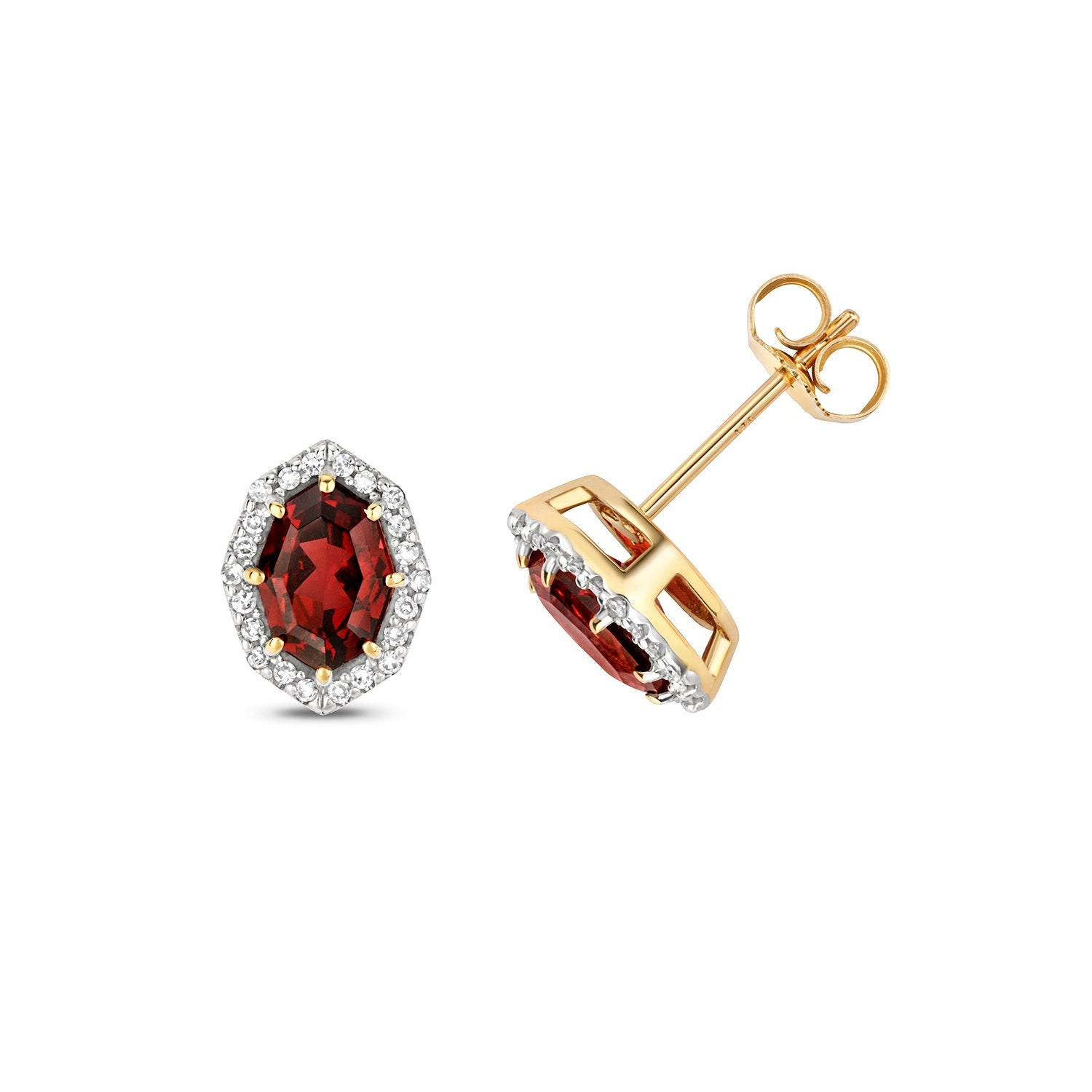 Garnet & Diamond Stud Earrings