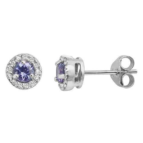 Tanzanite & Diamond Stud Earrings
