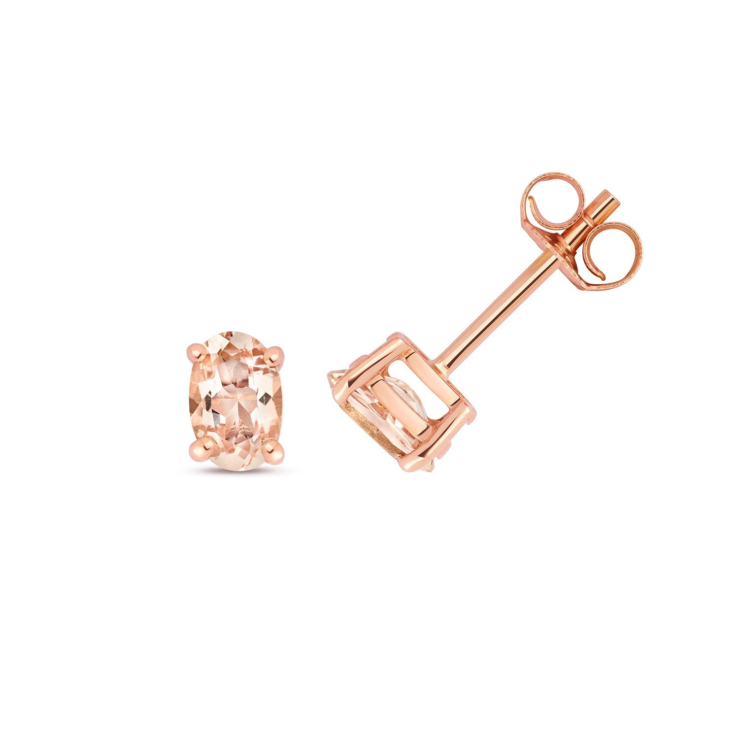 9ct Rose Gold Oval Morganite Stud Earrings (Ed242rm)