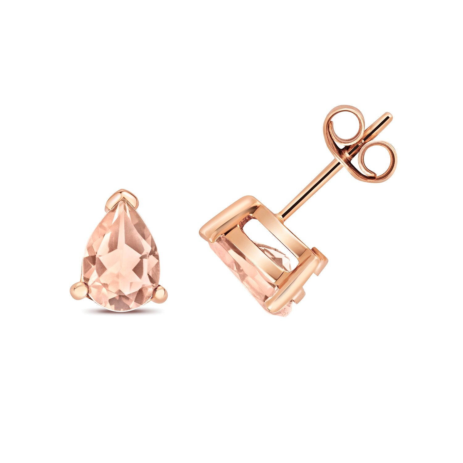 9ct Rose Gold Pear Shape Morganite Stud Earrings (Ed244rm)