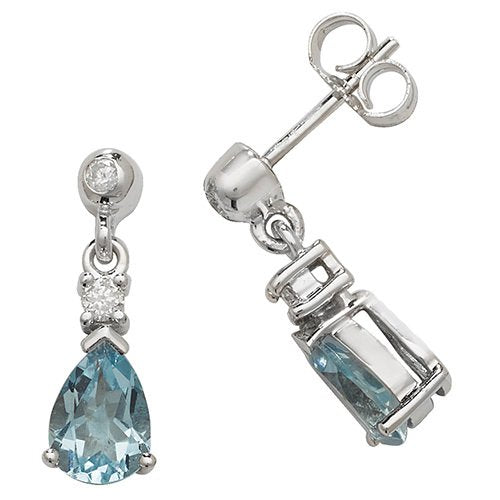 Aquamarine & Diamond Drop Earrings (Ed245waq)