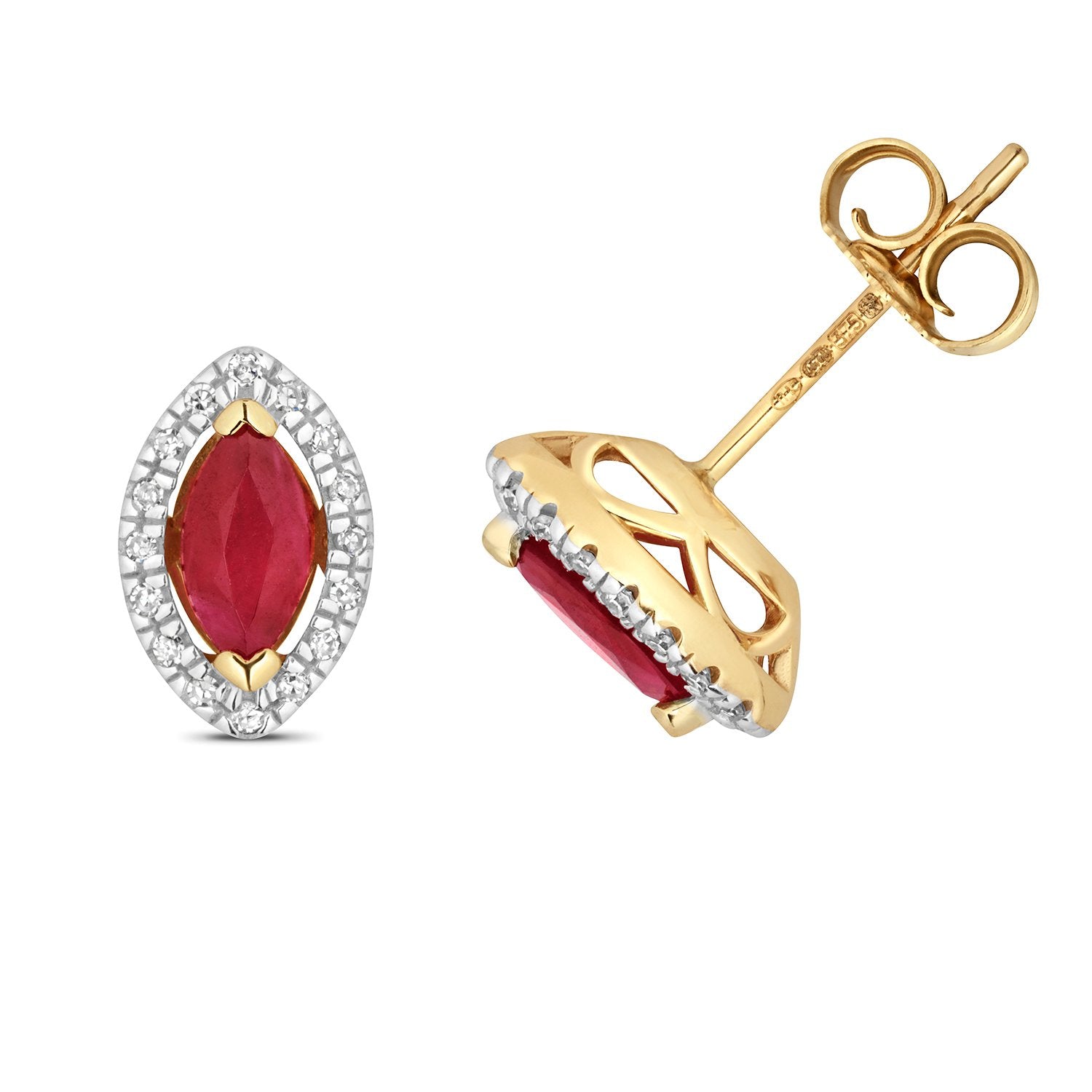 Ruby & Diamond Marquise Stud Earrings