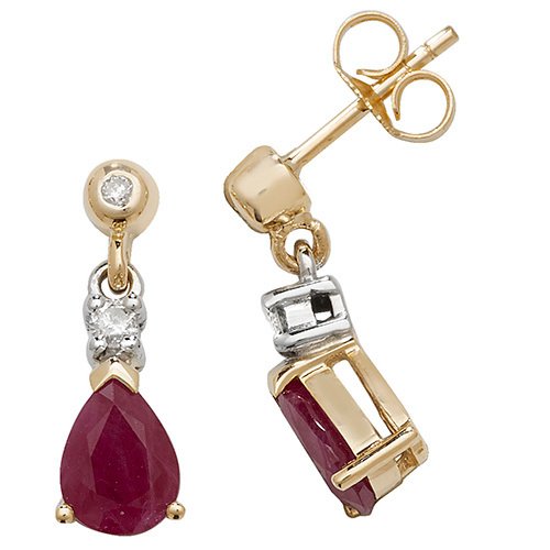 Ruby & Diamond Drop Earrings