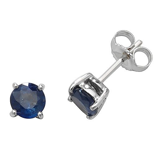 9ct Gold Sapphire Round Stud Earrings (Ed241ws)