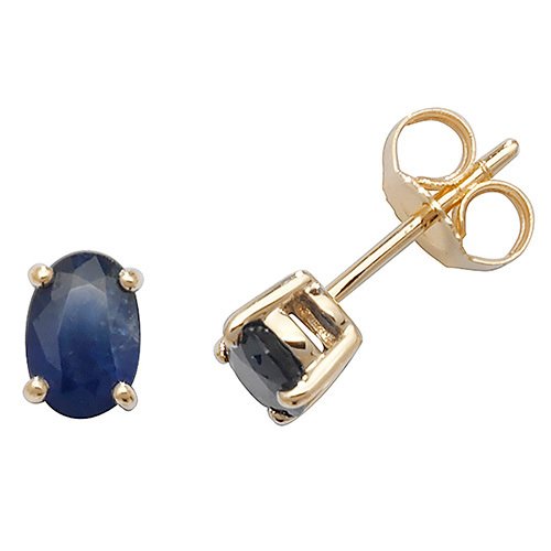 9ct Gold Sapphire Oval Stud Earrings (Ed242s)